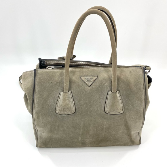 PRADA Suede Twin Pocket Double Zipper Tote - Picture 1 of 15